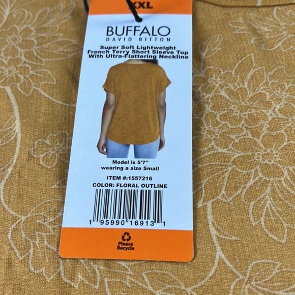 Buffalo David Bitton Womens XXL Floral Outline French Terry Short Sleeve Top NWT - Picture 5 of 7